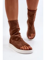 Zazoo 3441 Dámské semišové sandály s hnědým svrškem Zazoo 3441 Dámské semišové sandály s hnědým svrškem