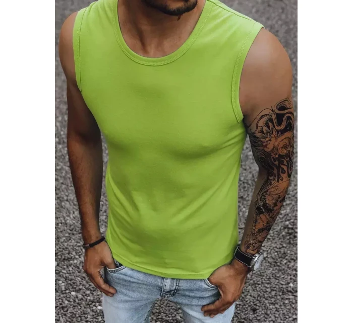 Pánské tričko bez rukávů bez potisku světle zelené Dstreet RX4917