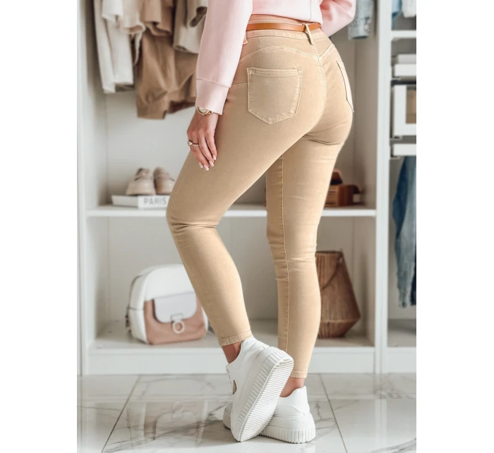 Dámské džínové kalhoty CLARET s páskem ve světle hnědé barvě FashionStreet UY2455