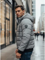 Pánská prošívaná zimní bunda s kapucí šedá FashionStreet TX5093