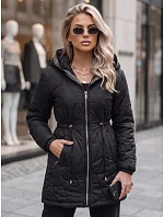 Dámská prošívaná bunda s kapucí, černá, FashionStreet TY5393 Dámská prošívaná bunda s kapucí, černá, FashionStreet TY5393