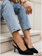 Dámské semišové jehlové boty s otevřeným podpatkem černé FashionStreet ZY1384 Dámské semišové jehlové boty s otevřeným podpatkem černé FashionStreet ZY1384