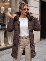 Dámská zimní prošívaná bunda s kapucí, fialová, FashionStreet TY5822