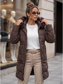 Dámská zimní prošívaná bunda s kapucí, fialová, FashionStreet TY5822