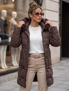 Dámská zimní prošívaná bunda s kapucí, fialová, FashionStreet TY5822