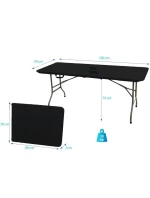 SKLÁDACÍ STŮL V Kufru 180x70x74CM MAX.100KG ČERNÝ