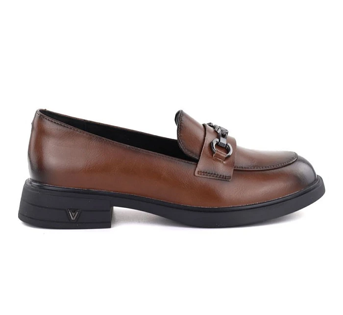 Dámské kožené polobotky hnědé model 22060128 - VINCEZA