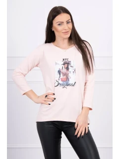 Halenka s potiskem Original powder pink