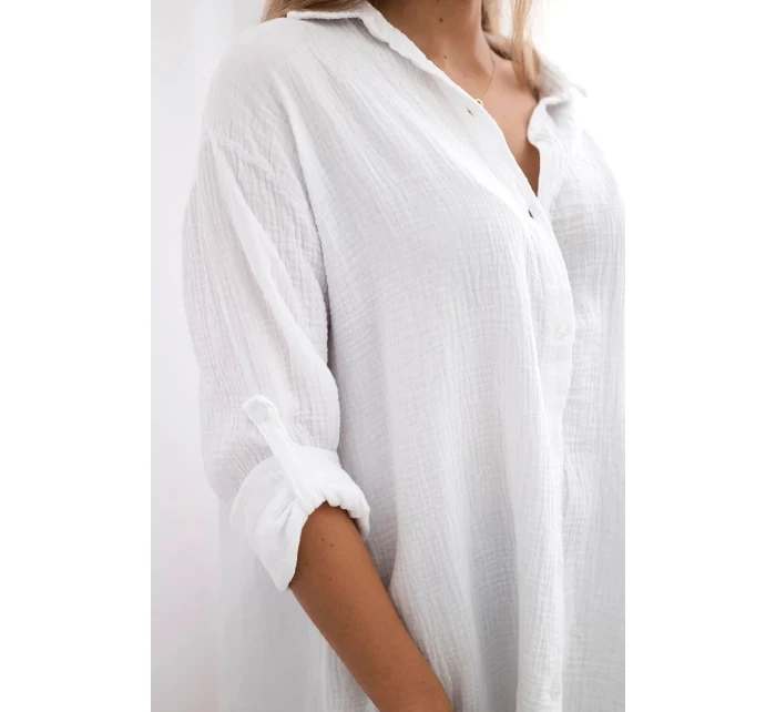 Bavlněná mušelínová košile bílý