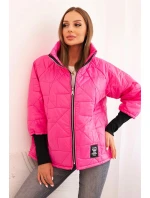 Dámská prošívaná bunda s krátkým střihem a stojáčkem růžová
