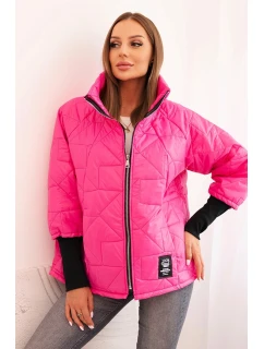 Dámská prošívaná bunda s krátkým střihem a stojáčkem růžová