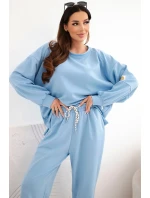 Dámský komplet máslový s volnou mikinou a kalhotami s nápisem LOVE modrý