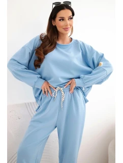 Dámský komplet máslový s volnou mikinou a kalhotami s nápisem LOVE modrý