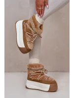 Kožené Dámské Sněhule Na Silné Podešvi S Kožešinou Big Star model 21669685 Hnědé - Big Star Shoes Kožené Dámské Sněhule Na Silné Podešvi S Kožešinou Big Star model 21669685 Hnědé - Big Star Shoes