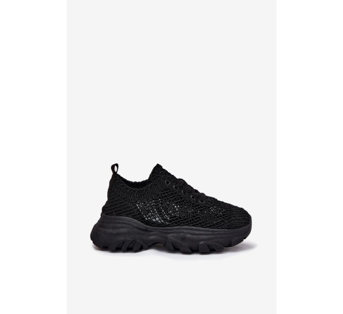 Dámské tenisky s háčkovaným svrškem černé Jelhiris Dámské tenisky s háčkovaným svrškem černé Jelhiris