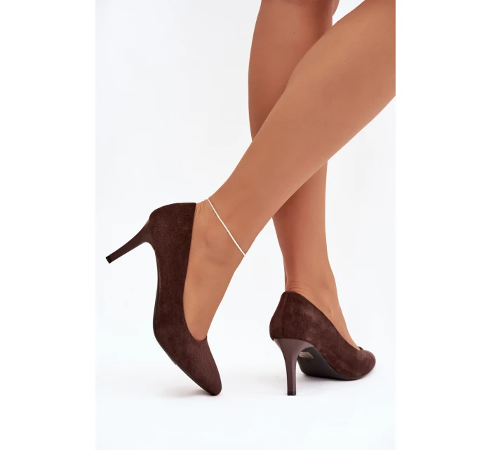 Eko semišové lodičky model 21821736 čokoládové - SERGIO LEONE Eko semišové lodičky model 21821736 čokoládové - SERGIO LEONE