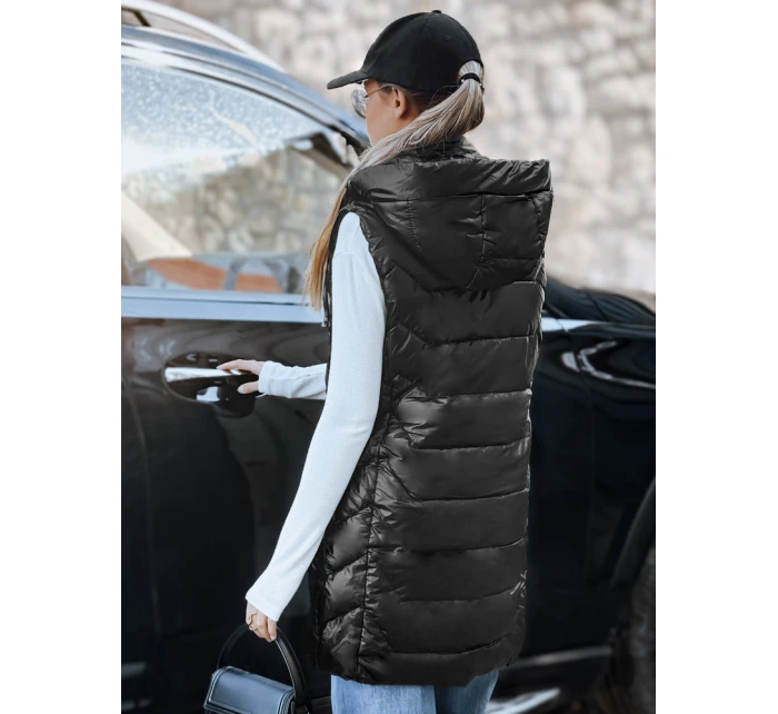 Dámská prošívaná vesta s kapucí černá FashionStreet TY5259