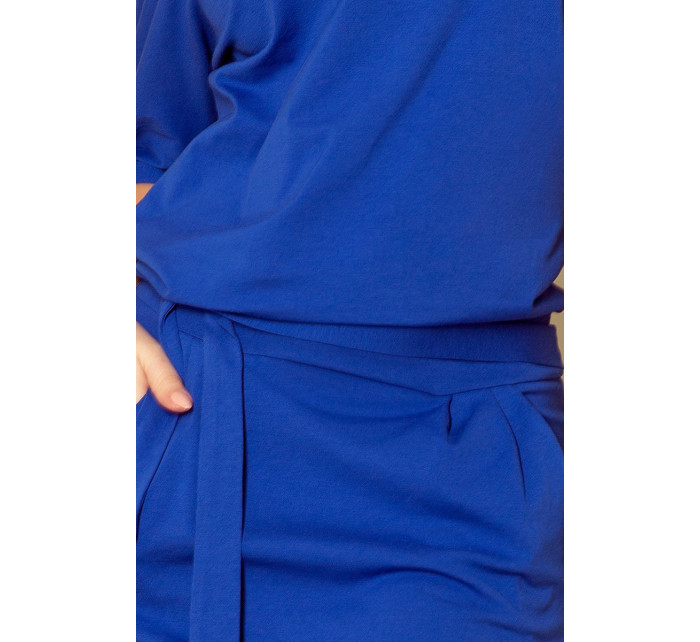 Dámské šaty v chrpové barvě s krátkými rukávy model 7268102 - numoco