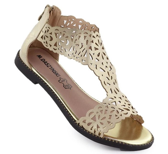 Dámské ažurové sandály platinově zlaté M.Daszynski MR24148-2