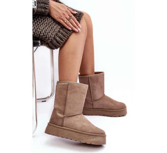 Dámské zimní boty s tmavě béžové model 21635529 - Boto Dámské zimní boty s tmavě béžové model 21635529 - Boto