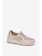 Dámské polobotky na platformě se zipem zlaté model 21689124 - EVENTO