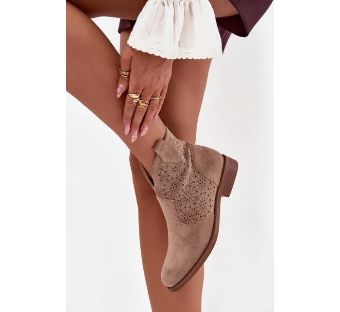 Dámské Kotníkové Boty Na Ploché Podpatky S Béžové model 21713585 - S.Barski Dámské Kotníkové Boty Na Ploché Podpatky S Béžové model 21713585 - S.Barski