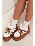 Nízké sněhule na platformě s kožešinou model 21714095 Camel - D.Franklin