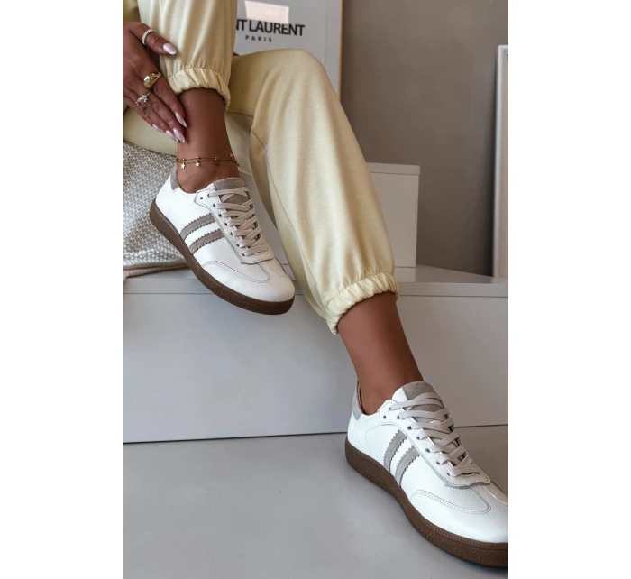 Zazoo N1068 Kožené Nízké Dámské Tenisky Béžové Zazoo N1068 Kožené Nízké Dámské Tenisky Béžové