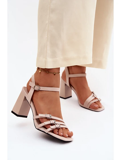 Dámské sandály na podpatku s pásky Vinceza béžové