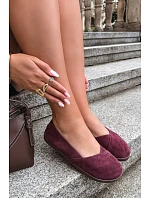 Dámské baleríny barefoot z přírodního semiše bordové Mirelia
