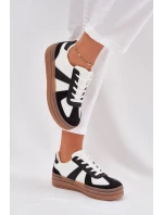 Dámské tenisky na platformě – bílo-černé