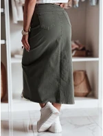 Džínová maxi sukně s rozparkem MIDIWAY zelená FashionStreet CY0489