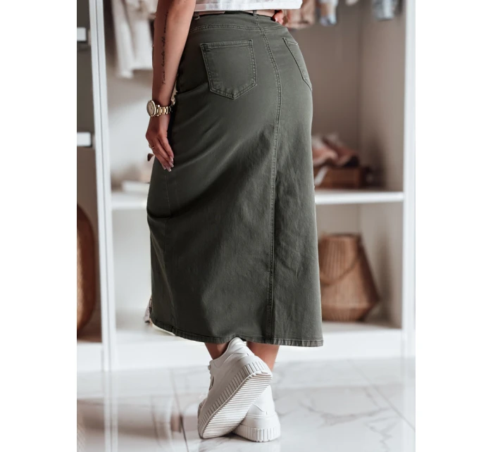 Džínová maxi sukně s rozparkem MIDIWAY zelená FashionStreet CY0489