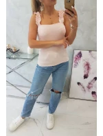 Halenka bez ramínek s volánky, pudrově růžová Halenka bez ramínek s volánky, pudrově růžová