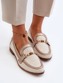 Kožené mokasíny s ozdobou Zlaté model 21655115 Zlaté - Maciejka