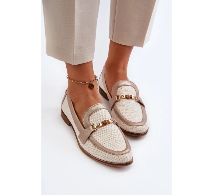 Kožené mokasíny s ozdobou Zlaté Maciejka 06442-25 Zlaté