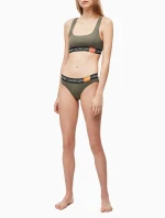 Sportovní podprsenka QF5577E-7GV khaki - Calvin Klein