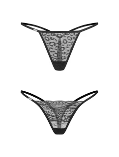 Dámská sexy tanga Clara 2-Pack černé - Obsessive