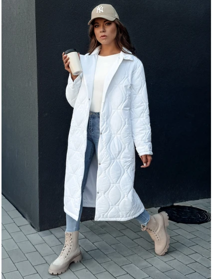 Dámský prošívaný dlouhý kabát TRENDIFY bílý FashionStreet TY4380