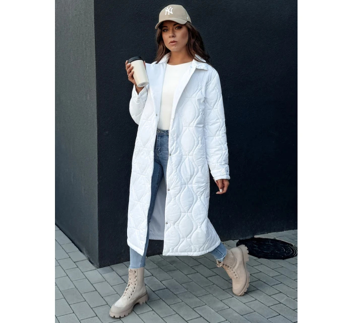 Dámský prošívaný dlouhý kabát TRENDIFY bílý FashionStreet TY4380
