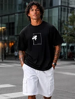Pánské bavlněné tričko oversize s potiskem černé FashionStreet NX1046R