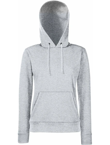 Fruit of the Loom Classic Lady-Fit Hooded Sweat Dámská mikina s kapucí 16.2038 heather grey Fruit of the Loom Classic Lady-Fit Hooded Sweat Dámská mikina s kapucí 16.2038 heather grey