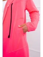 Volná bunda s kapucí růžová neonová Volná bunda s kapucí růžová neonová