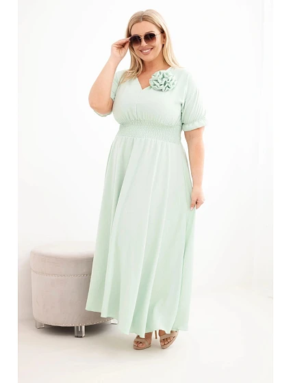 Dámské šaty Plus Size s výstřihem do V a nařaseným pasem model 22092430 - K-Fashion