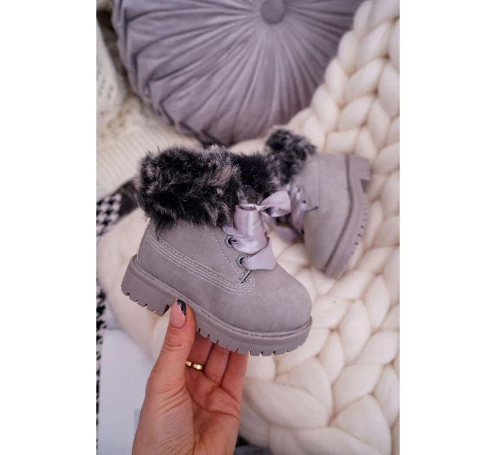 Dětské Kotníkové Boty Zateplené Šedé model 21523547 - Boto