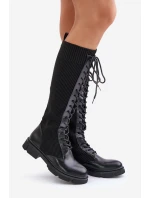 Šněrovací kozačky s elastickým svrškem černé model 21679800 - Boto