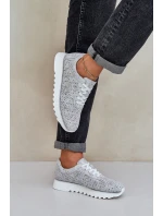 Semišové Vzorované Sportovní Boty Na Platformě S Leskem D&A LR51-635 Stříbrné Semišové Vzorované Sportovní Boty Na Platformě S Leskem D&A LR51-635 Stříbrné