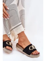 Dámské Pantofle Na Platformě S A Zlatou Dekorací Černé model 21689964 - Boto Dámské Pantofle Na Platformě S A Zlatou Dekorací Černé model 21689964 - Boto