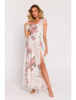 M781 Šifonové maxi šaty s rozparkem na nohou - model 2