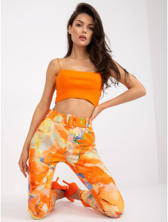 Oranžové dámské kalhoty se vzory